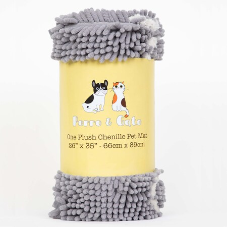 Monarch Brands Perro & Gato Pet Chenille Mat - 26in x 35in, Grey PNP-PM26X35-GRY